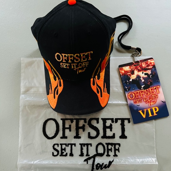 NEW! Official Offset “Set It Off” Tour Embroidered Flame Baseball Cap & Laminate - Picture 3 of 9